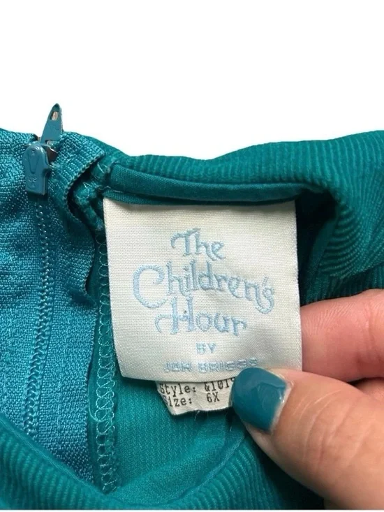 Vintage The Children’s Hour Turquoise Corduroy Long Sleeve Dress Size 6X - Picture 5 of 6